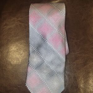 Calvin Klein Pink and Silver Patterned Tie